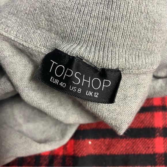 Topshop Gray Crop Long Sleeve High Neck Top - Picture 3 of 8
